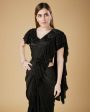 Black Imported Crush Solid Ready to Wear Saree with stitched Blouse - Aayan on Sale