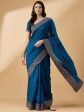 Blue Silk Blend Embroidered Saree with Unstitched Blouse - Vairagi Cheap