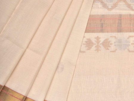 White Uppada Cotton Handloom Saree with Mango Design Pallu - Global Threads Hot on Sale