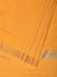 Yellow Khadi Cotton Handloom Saree with Buta and Strip Pallu Design - Global Threads on Sale