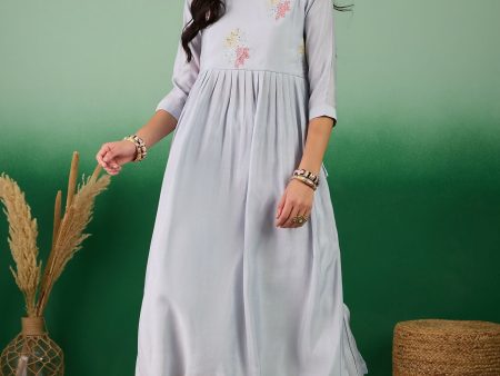 Blue Embroidered Muslin Kurta and Trouser - Berlin Cheap