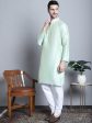 Jompers Men s Woven Design Nehru Jacket With Kurta Pyjama Set - Pista Supply