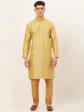 Jompers Men s Yellow Embroidered Kurta Payjama Sets For Sale