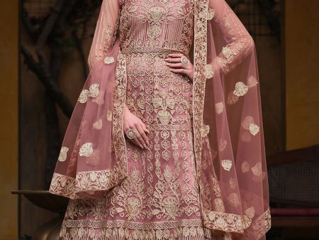 Light Purple Pure Butterfly Net Wedding Wear Anarkali Suit - Emponline on Sale