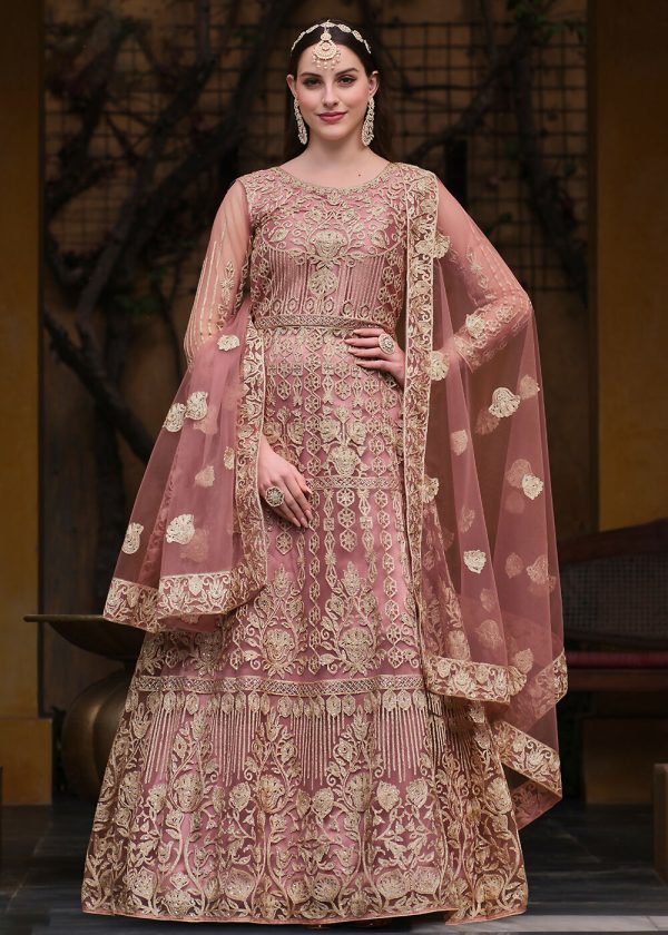 Light Purple Pure Butterfly Net Wedding Wear Anarkali Suit - Emponline on Sale