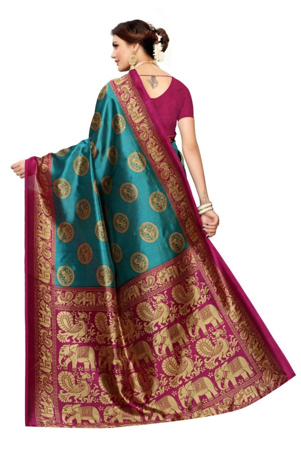 Vamika rama & wine Printed Art Silk Saree Fashion