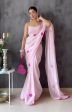 Malishka Georgette Heart Embroidery Ready To Wear Saree With Blouse Piece - Pink Online