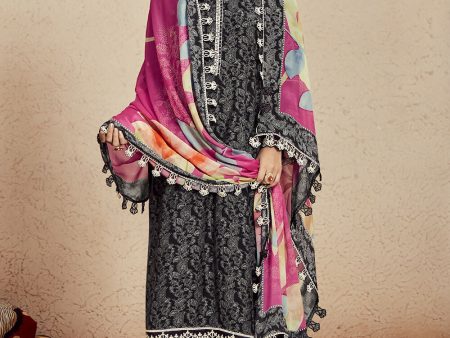 Muslin Cotton Digital Print & Embroidered Black Salwar Suit - Emponline Hot on Sale