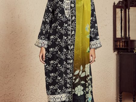 Black Muslin Cotton Digital Print & Embroidered Salwar Suit - Emponline Hot on Sale