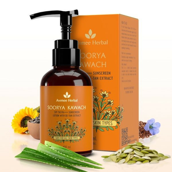 Avimee Herbal Soorya Kawach SPF 50 PA++++ De-Tan Sunscreen Lotion Online now