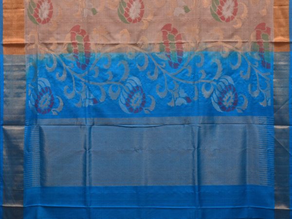 Cream and Blue Uppada Silk Handloom Saree with All Over Design - Global Threads Cheap