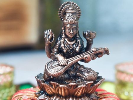 Copper Idols India Saraswati Idol For Discount