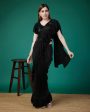 Black Imported Crush Solid Ready to Wear Saree with stitched Blouse - Aayan on Sale