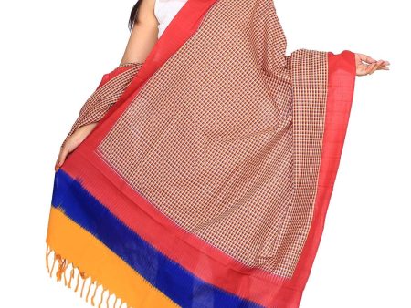 Multicolor Pochampally or Ikat Cotton Handloom Dupatta - Global Threads Online