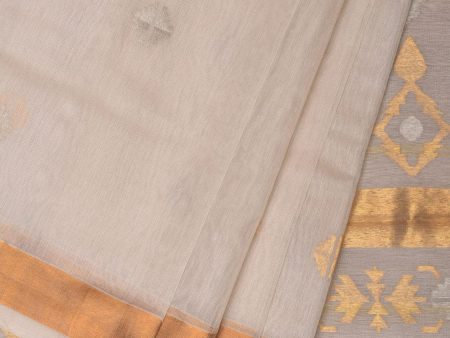 White Uppada Cotton Silk Handloom Saree with Mango Pallu Design - Global Threads Discount