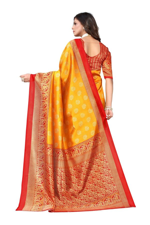 Vamika Yellow Printed Art Silk Saree Online Sale