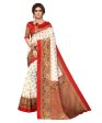 Vamika white & red Printed Art Silk Saree Discount