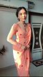 Malishka Georgette Embroidery Ready To Wear Saree With Blouse Piece - Peach Hot on Sale