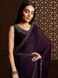 Aafreen Partywear Designer Purple Satin Chiffon Fancy Saree Cheap