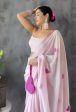 Malishka Georgette Heart Embroidery Ready To Wear Saree With Blouse Piece - Pink Online