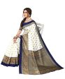 Vamika white & navy Printed Art Silk Saree For Sale