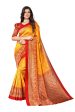 Vamika Yellow Printed Art Silk Saree Online Sale