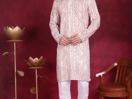 Jompers Men s Bandhani Printed Kurta with Pyjama - Cream Online Hot Sale