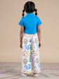 Snakes and Ladders Girls Blue Shirt and Multi Color Snake Print Pant Set from Siblings Collection For Sale