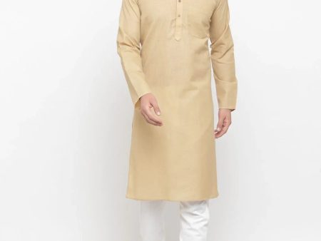 Jompers Men s Beige & White Solid Kurta with Churidar Cheap