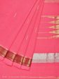 Baby Pink Khadi Cotton Handloom Saree with Doby Border and Zari Strips Pallu Design - Global Threads For Cheap