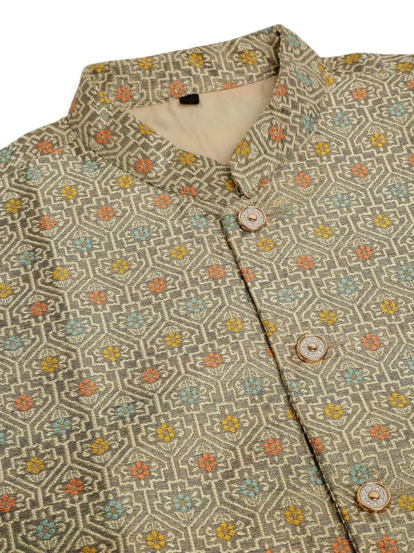 Jompers Men s Grey Embroidered Nehru Jacket Sale