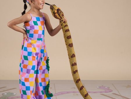 Snakes and Ladders Girls Multi Color Rotary Print Jumpsuit from Siblings Collection Sale