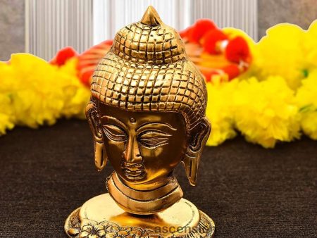 Ascension Designer Oxidize Metal Decorative Golden Lord Buddha Head Idol Sale