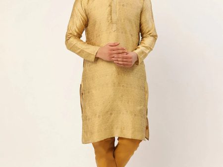 Jompers Men s Beige Coller Embroidered Woven Design Kurta Pyjama Supply