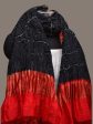 Black and Red Bandhani Kanchipuram Silk Handloom Dupatta with Leaves Design - Global Threads Online