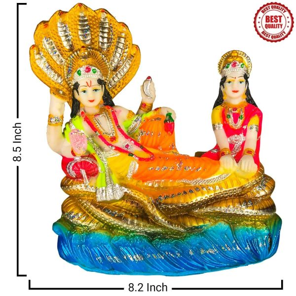 Blissful Polymer Unbreakable Action Lord Vishnu Laxmi Idol Cheap