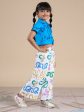 Snakes and Ladders Girls Blue Shirt and Multi Color Snake Print Pant Set from Siblings Collection For Sale