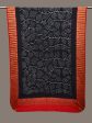 Black and Red Bandhani Kanchipuram Silk Handloom Dupatta with Leaves Design - Global Threads Online