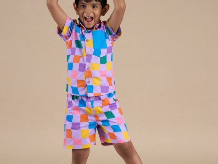 Snakes and Ladders Boys Multi Color Rotary Print Shirt and Boxer Set from Siblings Collection Online Sale