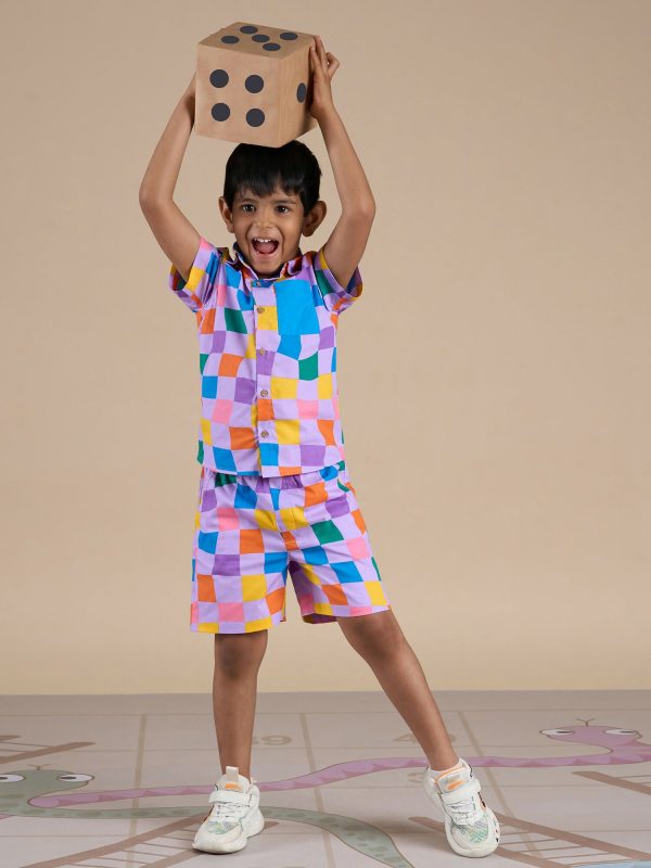 Snakes and Ladders Boys Multi Color Rotary Print Shirt and Boxer Set from Siblings Collection Online Sale