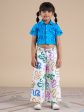 Snakes and Ladders Girls Blue Shirt and Multi Color Snake Print Pant Set from Siblings Collection For Sale