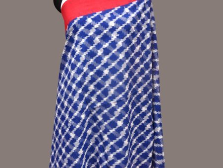 Blue and Red Pochamaplly Ikat Cotton Handloom Dupatta with Grill Design - Global Threads For Discount