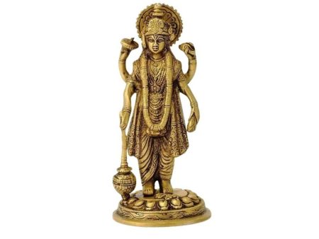 Artvarko Brass Lord Vishnu Narayan Holding Club Brass Statue Discount