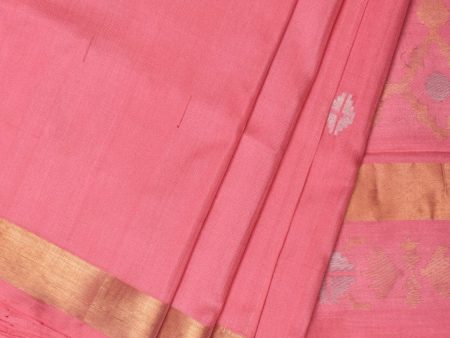 Baby Pink Uppada Silk Handloom Saree with Mango Pallu Design - Global Threads Hot on Sale