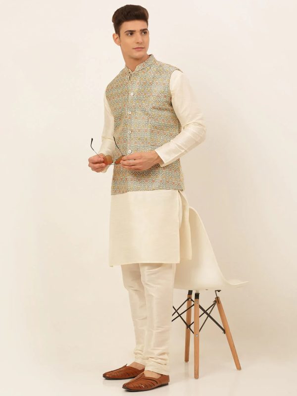 Jompers Men s Grey Embroidered Nehru Jacket Sale