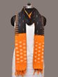 Black and Orange Pochampally Ikat Cotton Handloom Dupatta with Temple Border Design - Global Threads Fashion