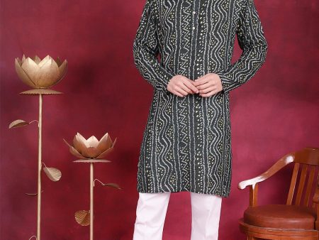 Jompers Men s Bandhani Printed Kurta with Pyjama - Green Online Hot Sale