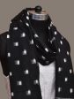 Black and White Pochampally Ikat Cotton Handloom Dupatta with Dots Design - Global Threads Hot on Sale