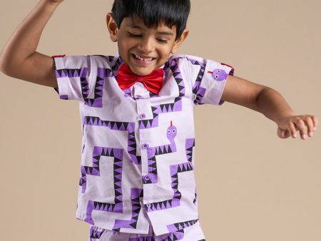 Snakes and Ladders Boys Purple Table Print Shirt from Siblings Collection Online now