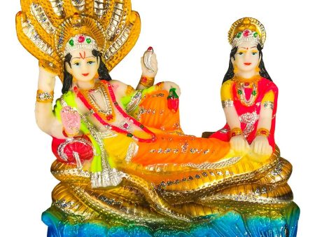 Blissful Polymer Unbreakable Action Lord Vishnu Laxmi Idol Cheap